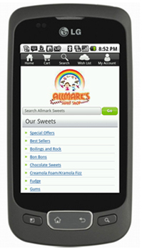 Allmark Sweets - 1st sweet shop with an Android site